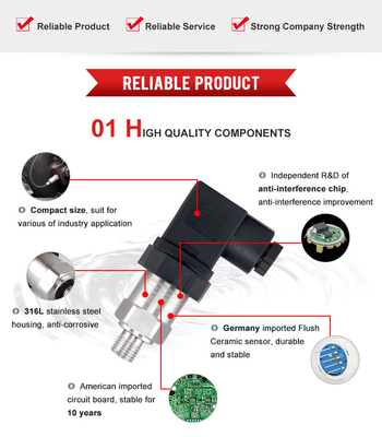 150Psi استشعار الضغط الصناعي 4-20ma 12 ~ 36VDC